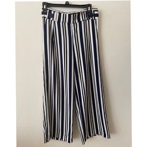 ZARA Navy blue striped wide leg pants - like new